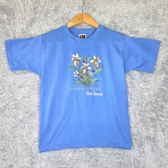 Fruit of the Loom Tops - Vtg 1998 Dolly Parton Dixie Stampede Tee Petal Pets Tiger Lilies Youth L Blue